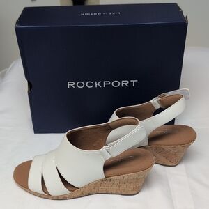 Rockport Leather Wedge Sandals White Women's Size 8